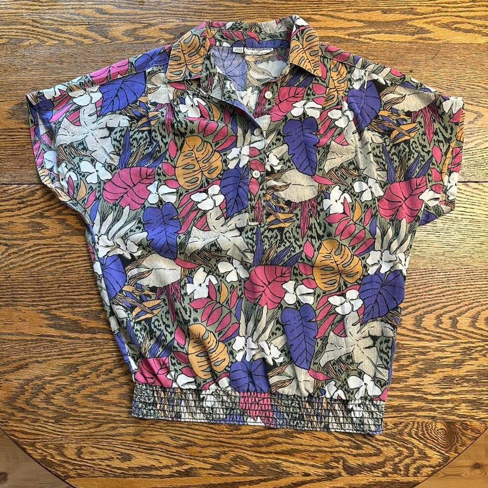 Vintage Alfred Dunner Made in USA Safari Print Top
